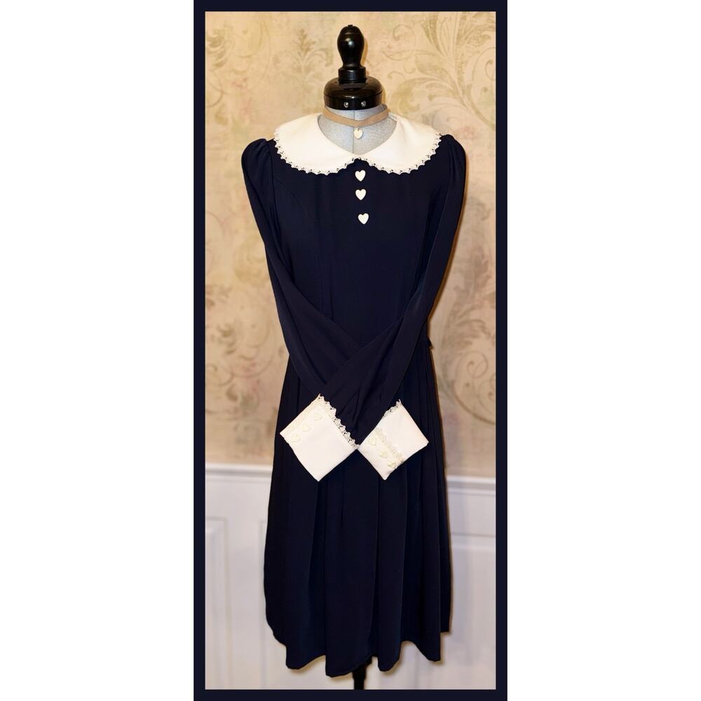 Innocent World Alice's Miniature Mini Rose OP Lolita Dress Navy Hearts Size M